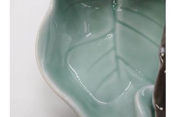 深川製　オールド深川　柿に尾長　細部まで凝ったつくりが魅力的な菓子皿(鳥、菓子器、小物入れ、和皿)(R-073186)