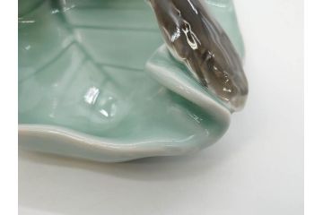 深川製　オールド深川　柿に尾長　細部まで凝ったつくりが魅力的な菓子皿(鳥、菓子器、小物入れ、和皿)(R-073186)