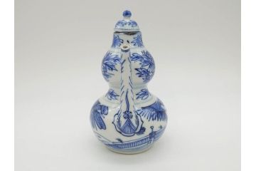 中国　青花　人物図　繊細な意匠にこだわりを感じる執壺(茶壺、しょうゆ差し、醤油瓶、水差し、注子、水注、茶道具)(R-073187)