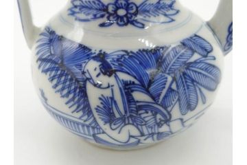 中国　青花　人物図　繊細な意匠にこだわりを感じる執壺(茶壺、しょうゆ差し、醤油瓶、水差し、注子、水注、茶道具)(R-073187)