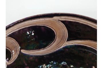 秋塘陶園　中村翠恒　鯉之図　1.1尺皿　約34cm　大胆に描かれた豪華な絵付けが目を惹く額皿(大皿、和皿、飾り皿、飾皿、和食器、一尺一寸、共箱付き)(R-073192)