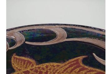 秋塘陶園　中村翠恒　鯉之図　1.1尺皿　約34cm　大胆に描かれた豪華な絵付けが目を惹く額皿(大皿、和皿、飾り皿、飾皿、和食器、一尺一寸、共箱付き)(R-073192)