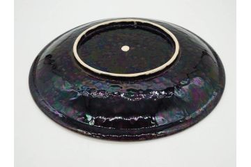 秋塘陶園　中村翠恒　鯉之図　1.1尺皿　約34cm　大胆に描かれた豪華な絵付けが目を惹く額皿(大皿、和皿、飾り皿、飾皿、和食器、一尺一寸、共箱付き)(R-073192)