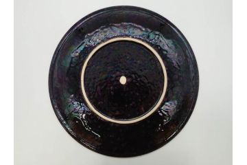 秋塘陶園　中村翠恒　鯉之図　1.1尺皿　約34cm　大胆に描かれた豪華な絵付けが目を惹く額皿(大皿、和皿、飾り皿、飾皿、和食器、一尺一寸、共箱付き)(R-073192)
