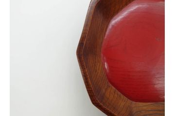 林竜人　紅開盛　美しい木目と上品な佇まいが魅力の菓子盛(菓子器、木製、木器、共箱付き)(R-073194)