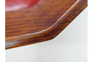 林竜人　紅開盛　美しい木目と上品な佇まいが魅力の菓子盛(菓子器、木製、木器、共箱付き)(R-073194)