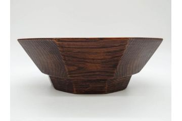 林竜人　紅開盛　美しい木目と上品な佇まいが魅力の菓子盛(菓子器、木製、木器、共箱付き)(R-073194)