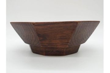 林竜人　紅開盛　美しい木目と上品な佇まいが魅力の菓子盛(菓子器、木製、木器、共箱付き)(R-073194)