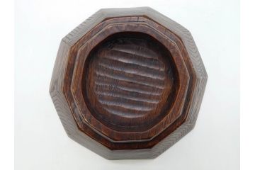 林竜人　紅開盛　美しい木目と上品な佇まいが魅力の菓子盛(菓子器、木製、木器、共箱付き)(R-073194)