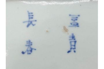 江戸期　冨貴長春　古伊万里　染付　蛸唐草文　約21cm　6.9寸　一筆一筆丁寧に描かれた長皿2枚セット(角皿、和皿、和食器、六寸九分)(R-073196)