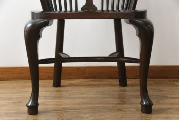 中古　希少!!　松本民芸家具　中古ではなかなかお目にかかれない猫脚ウィンザーチェア(ウインザーチェア、アームチェア、板座チェア、ダイニングチェア、椅子、イス)(定価約34万円)(R-073227)