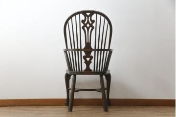中古　希少!!　松本民芸家具　中古ではなかなかお目にかかれない猫脚ウィンザーチェア(ウインザーチェア、アームチェア、板座チェア、ダイニングチェア、椅子、イス)(定価約34万円)(R-073227)