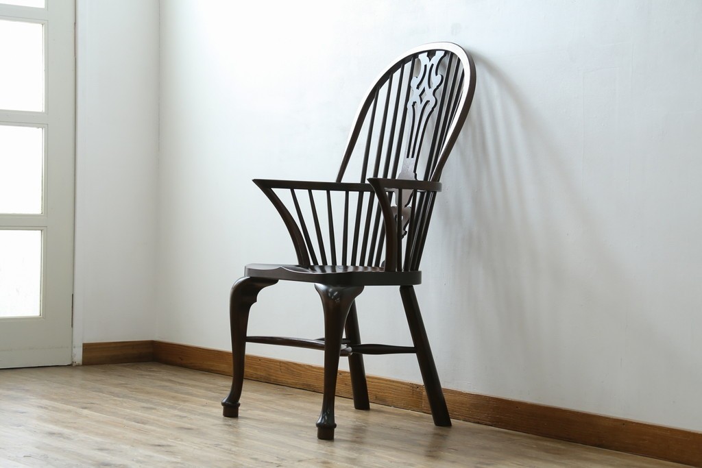 中古　希少!!　松本民芸家具　中古ではなかなかお目にかかれない猫脚ウィンザーチェア　定価約34万円　(R-073228)