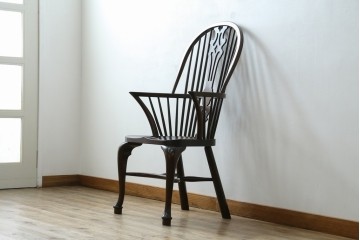 中古　希少!!　松本民芸家具　中古ではなかなかお目にかかれない猫脚ウィンザーチェア　定価約34万円　(R-073228)