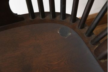 中古　希少!!　松本民芸家具　中古ではなかなかお目にかかれない猫脚ウィンザーチェア(ウインザーチェア、アームチェア、板座チェア、ダイニングチェア、椅子、イス)(定価約34万円)(R-073228)