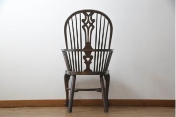 中古　希少!!　松本民芸家具　中古ではなかなかお目にかかれない猫脚ウィンザーチェア(ウインザーチェア、アームチェア、板座チェア、ダイニングチェア、椅子、イス)(定価約34万円)(R-073228)