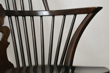 中古　希少!!　松本民芸家具　中古ではなかなかお目にかかれない猫脚ウィンザーチェア(ウインザーチェア、アームチェア、板座チェア、ダイニングチェア、椅子、イス)(定価約34万円)(R-073229)