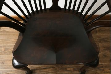 中古　希少!!　松本民芸家具　中古ではなかなかお目にかかれない猫脚ウィンザーチェア(ウインザーチェア、アームチェア、板座チェア、ダイニングチェア、椅子、イス)(定価約34万円)(R-073229)