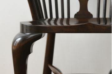 中古　希少!!　松本民芸家具　中古ではなかなかお目にかかれない猫脚ウィンザーチェア(ウインザーチェア、アームチェア、板座チェア、ダイニングチェア、椅子、イス)(定価約34万円)(R-073229)