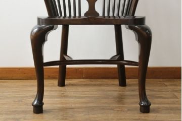 中古　希少!!　松本民芸家具　中古ではなかなかお目にかかれない猫脚ウィンザーチェア(ウインザーチェア、アームチェア、板座チェア、ダイニングチェア、椅子、イス)(定価約34万円)(R-073229)