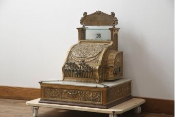 アメリカビンテージ　ジャンク品!!　実用不可　ナショナル社製　Amount Purchased  真鍮　置くだけで空間演出を盛り上げてくれるレジスター(ディスプレイ雑貨、キャッシャー、ヴィンテージ)(R-073265)