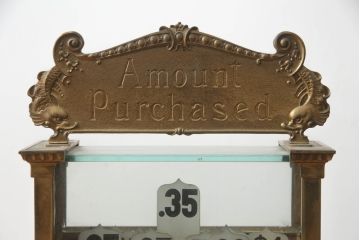 アメリカビンテージ　ジャンク品!!　実用不可　ナショナル社製　Amount Purchased  真鍮　置くだけで空間演出を盛り上げてくれるレジスター(ディスプレイ雑貨、キャッシャー、ヴィンテージ)(R-073265)