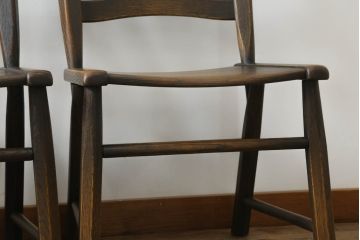 中古　美品　飛騨産業　PROVINCIAL(プロヴィンシャル・プロビンシャル)　シックな色合いと曲線を描くデザインが魅力的なブレースバックチェア4脚セット(ダイニングチェア、板座チェア)(定価4脚で約44万円)(R-073273)