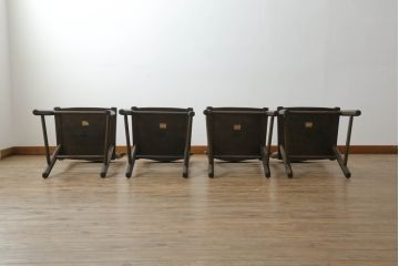 中古　美品　飛騨産業　PROVINCIAL(プロヴィンシャル・プロビンシャル)　シックな色合いと曲線を描くデザインが魅力的なブレースバックチェア4脚セット(ダイニングチェア、板座チェア)(定価4脚で約44万円)(R-073273)