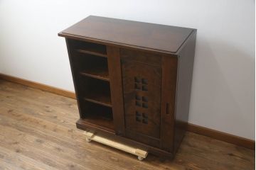 中古　美品　星野民藝(星野民芸)　シックで落ち着いた佇まいが魅力的な下駄箱(サイドキャビネット、サイドボード、靴箱、玄関収納、収納棚、戸棚)(R-073293)