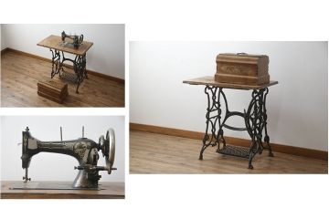 ジャンク品　希少!!　BRILLANT　お洒落なアンティークの空間を演出する足踏みミシン(ミシンテーブル、工業用ミシン、ミシン台、サイドテーブル、ディスプレイ)(R-073305)