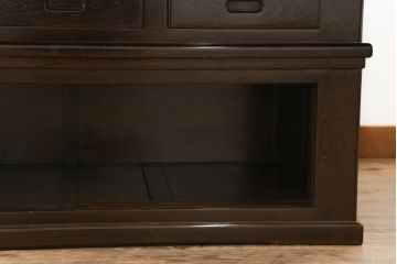 中古　鉄刀木(タガヤサン)　2wayでフレキシブルに使える!!美しい杢目が目を惹く囲炉裏テーブル(木製火鉢、関西火鉢、長火鉢、ダイニングテーブル、6人掛け、食卓、座卓、センターテーブル、ローテーブル)(R-073330)