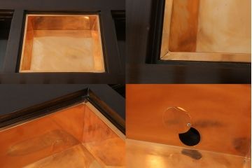 中古　鉄刀木(タガヤサン)　2wayでフレキシブルに使える!!美しい杢目が目を惹く囲炉裏テーブル(木製火鉢、関西火鉢、長火鉢、ダイニングテーブル、6人掛け、食卓、座卓、センターテーブル、ローテーブル)(R-073330)