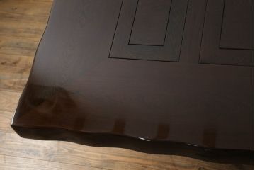 中古　鉄刀木(タガヤサン)　2wayでフレキシブルに使える!!美しい杢目が目を惹く囲炉裏テーブル(木製火鉢、関西火鉢、長火鉢、ダイニングテーブル、6人掛け、食卓、座卓、センターテーブル、ローテーブル)(R-073330)