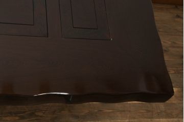 中古　鉄刀木(タガヤサン)　2wayでフレキシブルに使える!!美しい杢目が目を惹く囲炉裏テーブル(木製火鉢、関西火鉢、長火鉢、ダイニングテーブル、6人掛け、食卓、座卓、センターテーブル、ローテーブル)(R-073330)