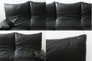 中古　極美品　短期4か月数回のみ使用!!　Cassina(カッシーナ)　MARALUNGA(マラルンガ)　本革(FZランク)　高級感ある佇まいの3人掛けソファ(レザー、三人掛け、3P)(定価約260万円)(R-073332)