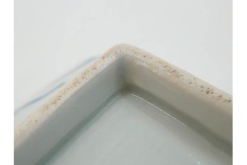 江戸期　大明成化年製　古伊万里　染付　蛸唐草　松竹梅文　約20cm　6.7寸　意匠を凝らしたデザインが素敵な長皿2枚セット(角皿、和皿、和食器、六寸七分)(R-073345)