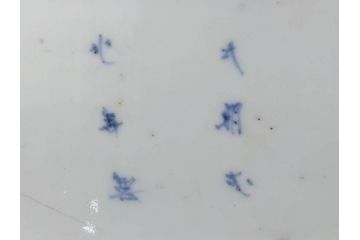 江戸期　大明成化年製　古伊万里　染付　蛸唐草　松竹梅文　約20cm　6.7寸　意匠を凝らしたデザインが素敵な長皿2枚セット(角皿、和皿、和食器、六寸七分)(R-073346)