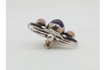 ヴィンテージアクセサリー　デンマーク　GEORG JENSEN(ジョージ・ジェンセン)　236A　シルバー925S　エレガントな装飾デザインが素敵なブローチ(silver、ビンテージ)(R-073362)