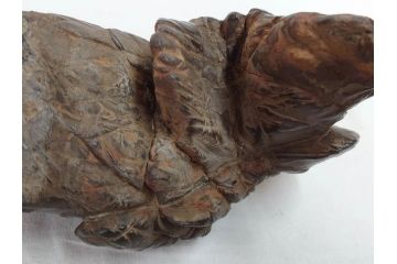 時代物　唐木台座　共箱付き　造形美に目を奪われる鑑賞石(中国古玩、漢詩、盆石、文人、唐物、置物、ディスプレイ、台座付き)(R-073365)