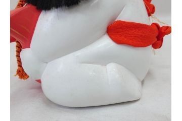 時代物　昭和十三年(1938年)　京都　丸屋　大木平蔵　鯛持ち　ガラスケース付き　和の風情を感じられる上質な京人形(木彫り、御所人形、子供、子ども、昭和13年、共箱付き)(R-073369)