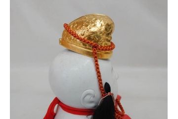 時代物　昭和十三年(1938年)　京都　丸屋　大木平蔵　鯛持ち　ガラスケース付き　和の風情を感じられる上質な京人形(木彫り、御所人形、子供、子ども、昭和13年、共箱付き)(R-073369)