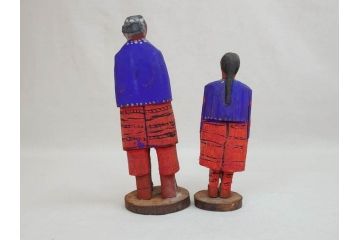 台湾?　霧社　蕃童作品　木彫り人形など12体セット(アイヌ、木製、人物、動物、船、舟、置物)(R-073370)