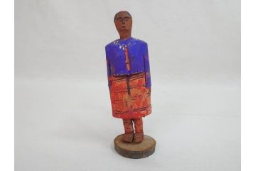 台湾?　霧社　蕃童作品　木彫り人形など12体セット(アイヌ、木製、人物、動物、船、舟、置物)(R-073370)