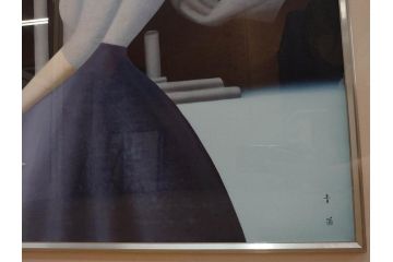 洋画家　東郷(久下塚)青蘭　望郷　F20(20号)　ノスタルジックな雰囲気漂う油彩画(東郷青児の内弟子、美人名品、絵画、人物絵、女性、美人画、額装、油絵)(R-073372)