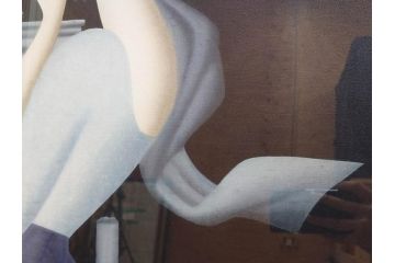 洋画家　東郷(久下塚)青蘭　望郷　F20(20号)　ノスタルジックな雰囲気漂う油彩画(東郷青児の内弟子、美人名品、絵画、人物絵、女性、美人画、額装、油絵)(R-073372)