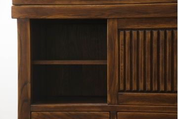 中古　美品　高級品!!　ナラ材　上質な和の空間を演出するアンティーク調二段重ね水屋箪笥(食器棚、キャビネット、茶箪笥、収納棚、戸棚)(R-073376)