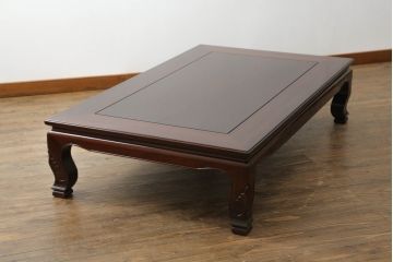中古　美品!!　大阪唐木指物　中澤唐木　浅井美好作　漆塗り　紫檀(シタン)材　和の空間づくりにおすすめの座卓(ローテーブル、センターテーブル、リビングテーブル)(定価約130万円)(R-073410)