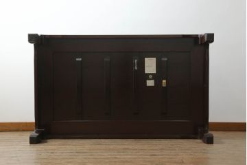 中古　美品!!　大阪唐木指物　中澤唐木　浅井美好作　漆塗り　紫檀(シタン)材　和の空間づくりにおすすめの座卓(ローテーブル、センターテーブル、リビングテーブル)(定価約130万円)(R-073410)