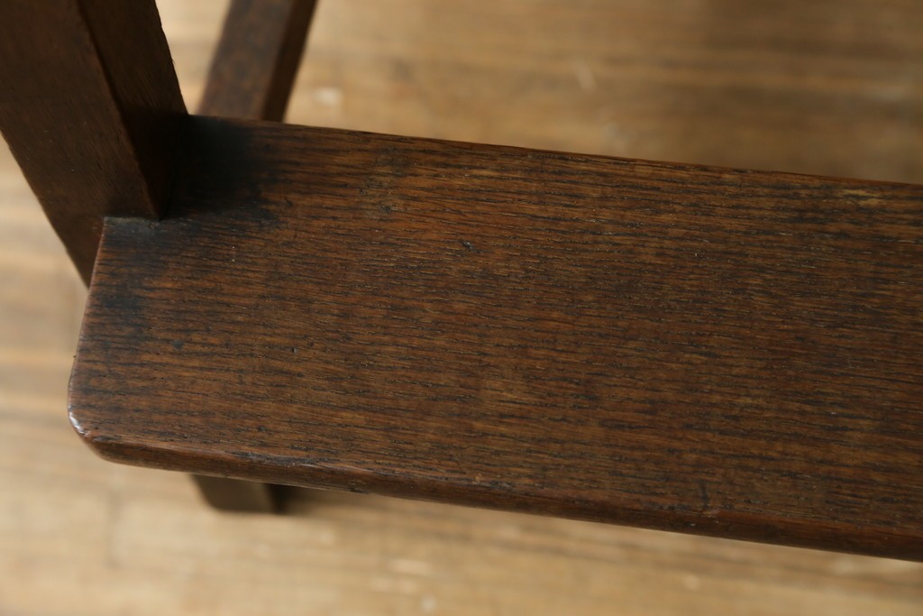 和製アンティーク　古いナラ材の象嵌入りラタン張りチャイルドチェア　(R-073413)