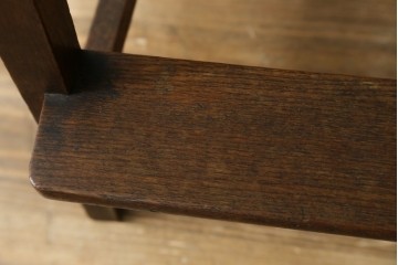 和製アンティーク　古いナラ材の象嵌入りラタン張りチャイルドチェア　(R-073413)